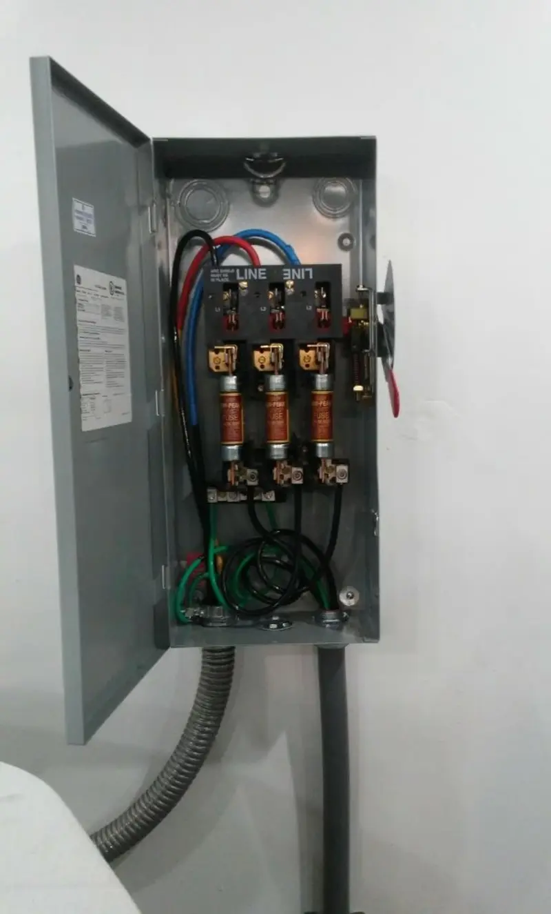 Three-phase disconnect switch installed for Smoke Detector Installation in Cheshire